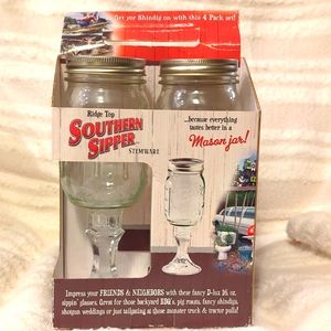 4 PKG RIDGE TOP SOUTHERN SIPPER 16 OZ STEMWARE (MASON JAR)